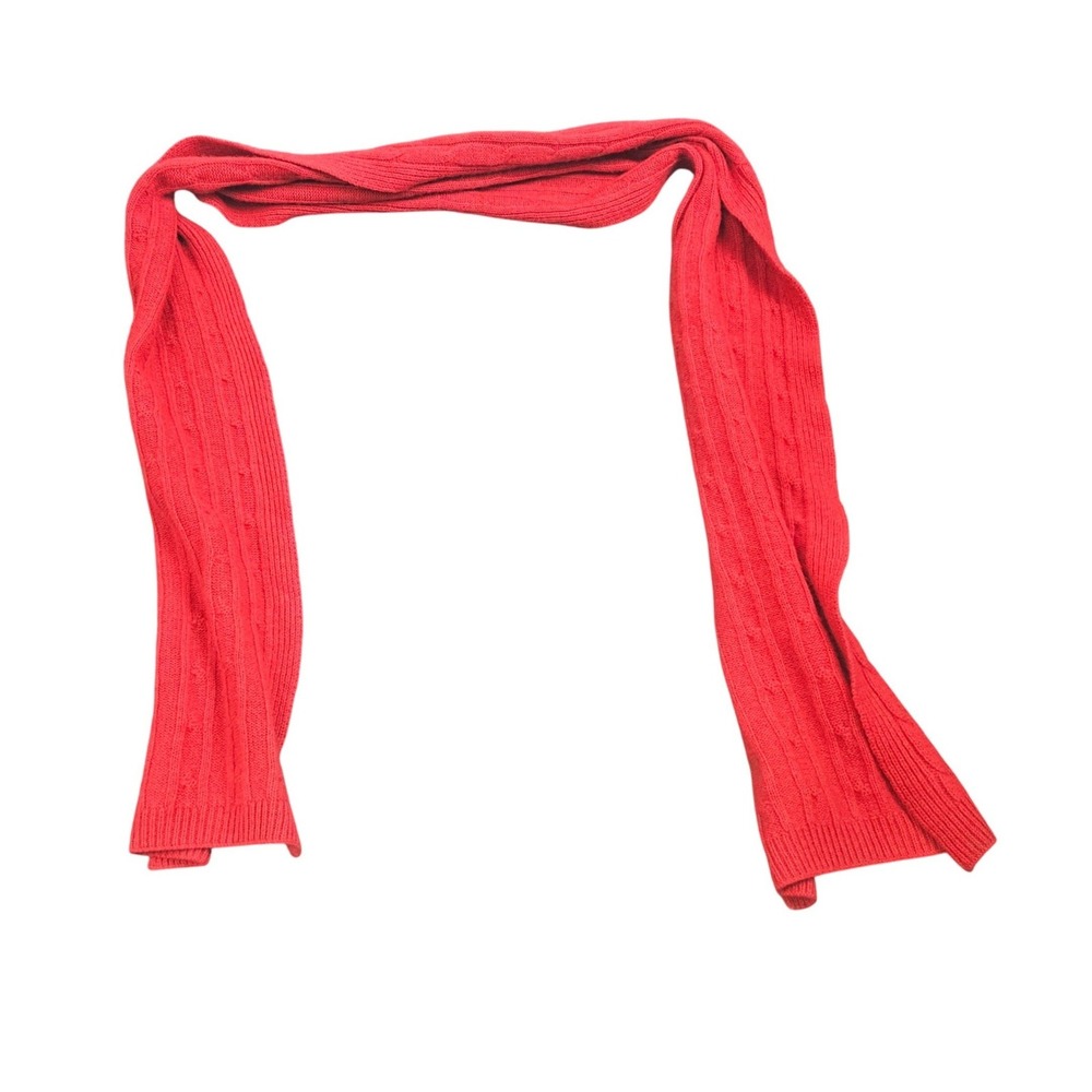 Cashmere Boutique Scarf‎ Red 100% Pure Cable Knit Luxury Capsule Wardrobe Soft